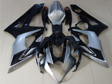 2005-2006 Suzuki GSXR 1000 Motorcycle Fairings - Glossy Black Silver