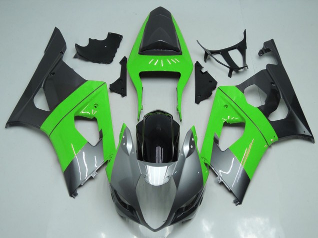 2003-2004 Suzuki GSXR 1000 Motorcycle Fairings - Green Silver Black