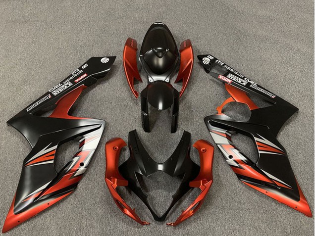2005-2006 Suzuki GSXR 1000 Motorcycle Fairings - Matte Black Orange