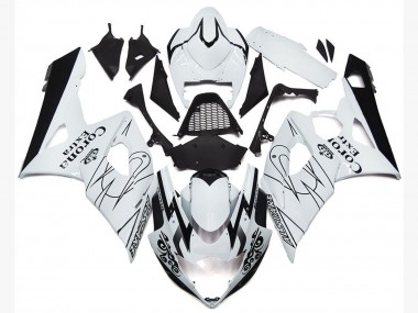 2005-2006 Suzuki GSXR 1000 Motorcycle Fairings - White Black Corona OEM Style
