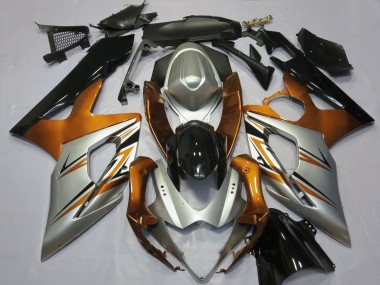 2005-2006 Suzuki GSXR 1000 Motorcycle Fairings - Orange Silver Glossy Black