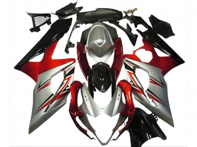 2005-2006 Suzuki GSXR 1000 Motorcycle Fairings - Red Silver Black