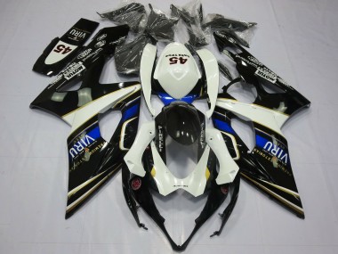 2005-2006 Suzuki GSXR 1000 Motorcycle Fairings - White Blue Black Yellow Viru