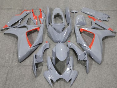 2006-2007 Suzuki GSXR 600 / GSXR 750 Motorcycle Fairings - Nardo Grey and Red Trim