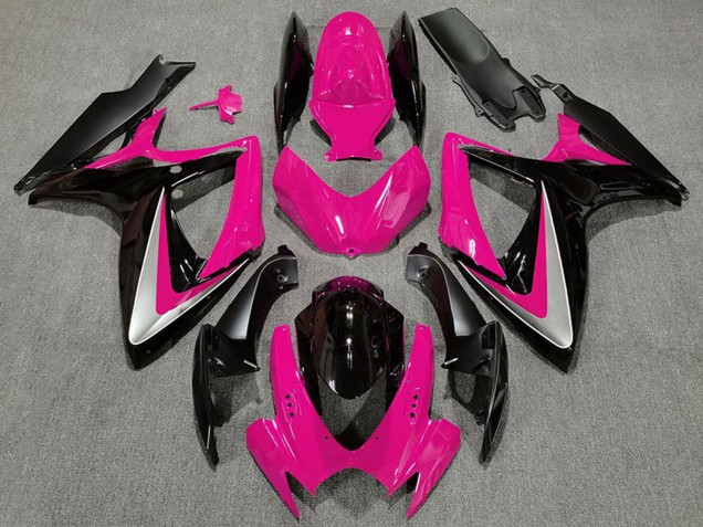 2006-2007 Suzuki GSXR 600 / GSXR 750 Motorcycle Fairings - Pink Silver Glossy Black OEM Style