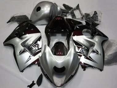 1996-2007 Suzuki GSXR 1300 Motorcycle Fairings - Silver Dark Red