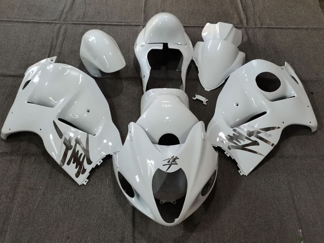 1996-2007 Suzuki GSXR 1300 Motorcycle Fairings - White OEM Style with Silver Decals