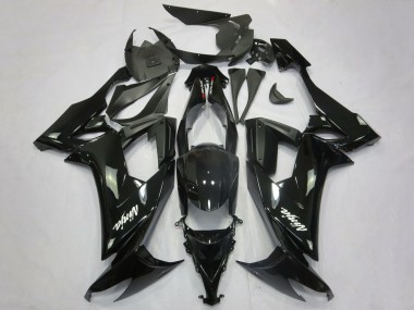 2008-2010 Kawasaki ZX10R Motorcycle Fairings - Glossy Black Matte Black White Decal