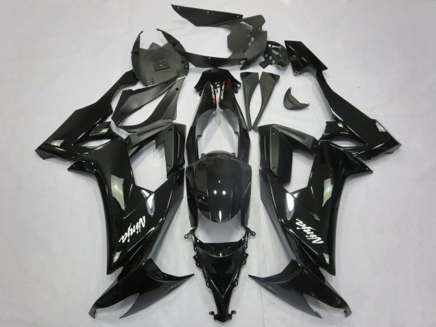 2008-2010 Kawasaki ZX10R Motorcycle Fairings - Glossy Black Matte Black White Decal