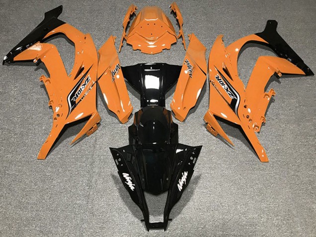 2011-2015 Kawasaki ZX10R Motorcycle Fairings - Orange Glossy Black