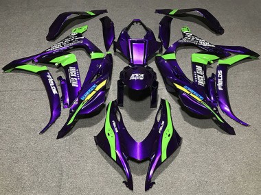2016-2020 Kawasaki ZX10R Motorcycle Fairings - Purple Green White Trick Star Eva Racing