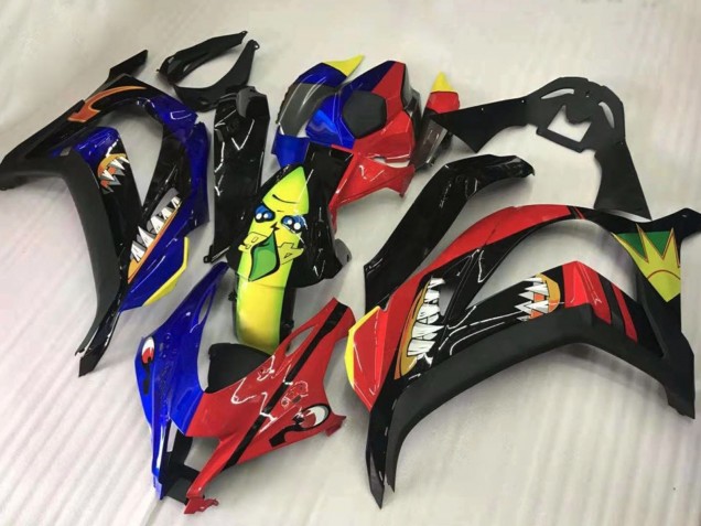 2016-2020 Kawasaki ZX10R Motorcycle Fairings - Red Blue Yellow Black Shark