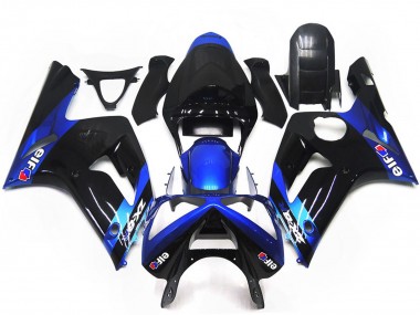 2003-2004 Kawasaki ZX6R Motorcycle Fairings - Blue Glossy Black Elf