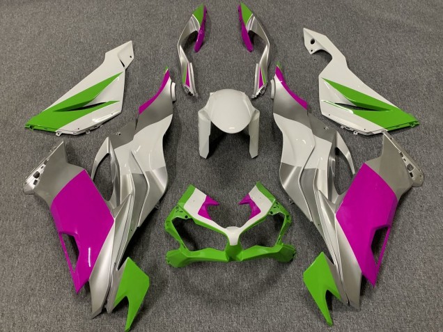 2019-2022 Kawasaki ZX6R Motorcycle Fairings - White Silver Green Pink