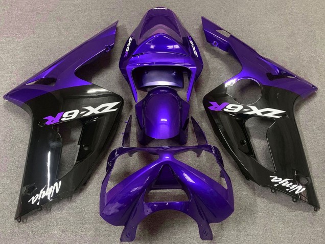 2003-2004 Kawasaki ZX6R Motorcycle Fairings - Purple Glossy Black
