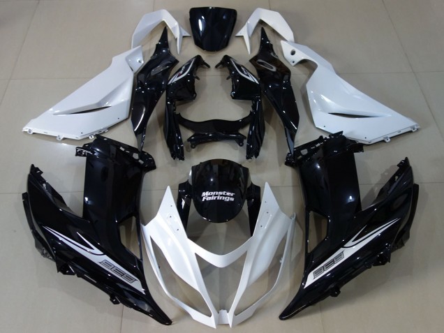 2013-2018 Kawasaki ZX6R Motorcycle Fairing - White Glossy Black