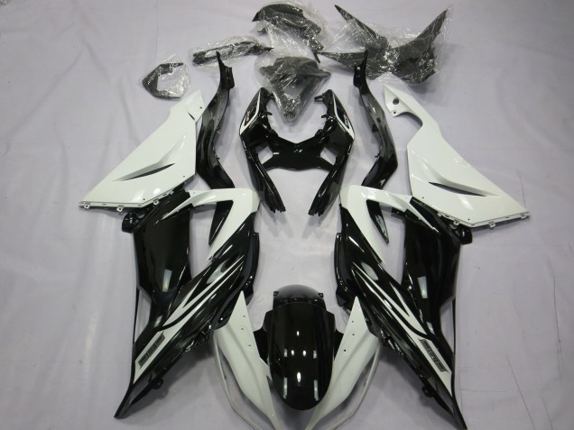 2013-2018 Kawasaki ZX6R Motorcycle Fairings - White Glossy Black