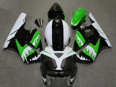 2002-2006 Kawasaki ZX12R Motorcycle Fairings - Green Black White Shark