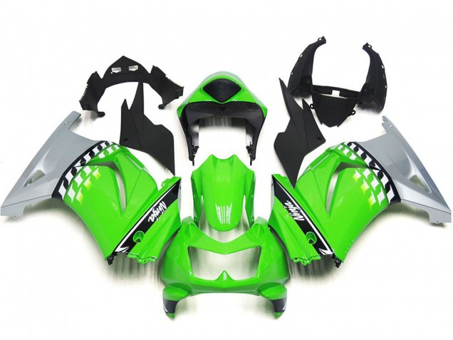 2008-2012 Kawasaki Ninja 250 Motorcycle Fairings - Green Silver Black