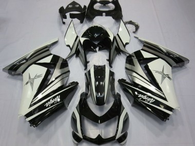 2008-2012 Kawasaki Ninja 250 Motorcycle Fairings - White Silver Star Glossy Black
