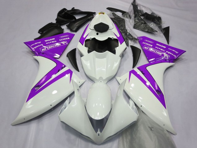 2012-2014 Yamaha R1 Motorcycle Fairings - White Purple