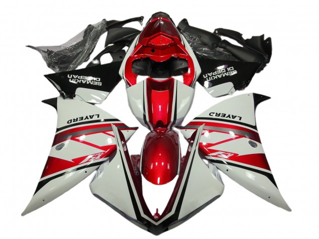 2012-2014 Yamaha R1 Motorcycle Fairings - White Red Black Layerd Semakin Didepan