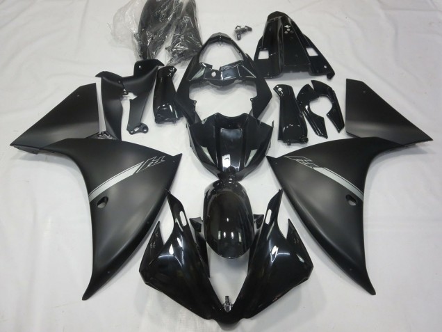 2012-2014 Yamaha R1 Motorcycle Fairings - Glossy Black Matte Black Silver