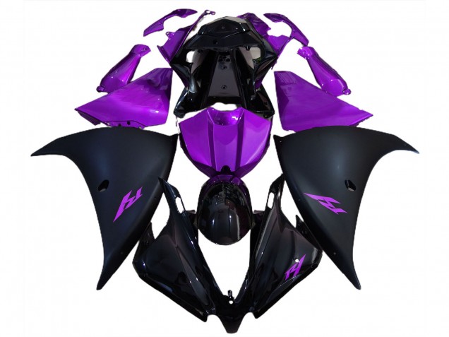 2012-2014 Yamaha R1 Motorcycle Fairings - Glossy Black Matte Black Purple