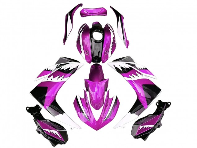 2015-2018 Yamaha R3 Motorcycle Fairings - Pink White Glossy Black Shark