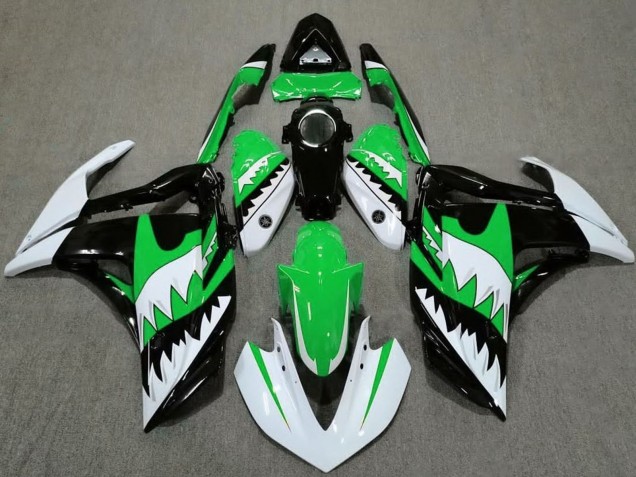 2015-2018 Yamaha R3 Motorcycle Fairings - White Green Black Shark