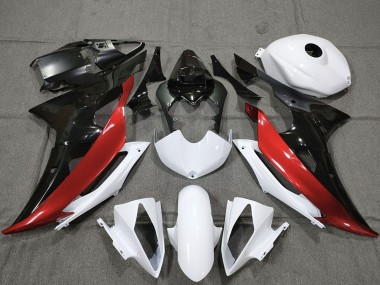 2008-2016 Yamaha R6 Motorcycle Fairings - White Red Glossy Black