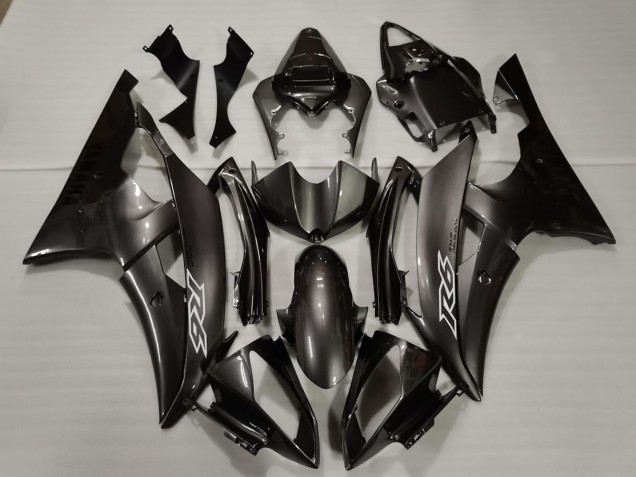 2008-2016 Yamaha R6 Motorcycle Fairings - Glossy Black White Decals