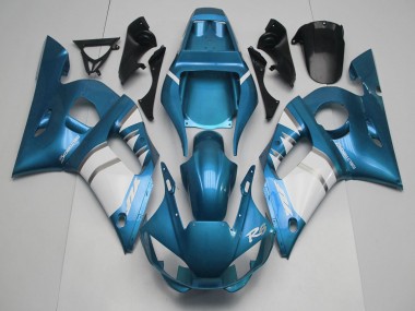 1998-2002 Yamaha R6 Motorcycle Fairings - Blue White Silver