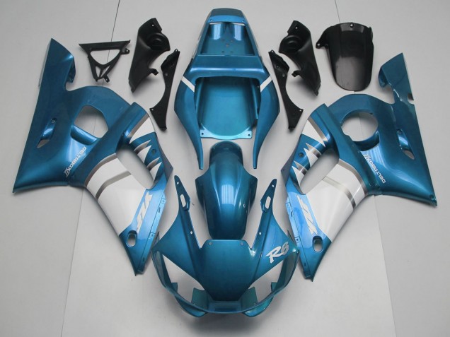 1998-2002 Yamaha R6 Motorcycle Fairings - Blue White Silver