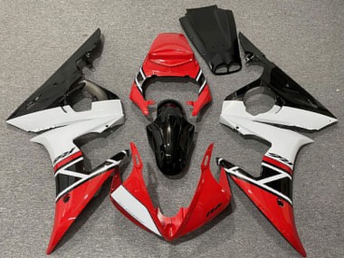 2003-2004 Yamaha R6 Motorcycle Fairings - Red White Glossy Black