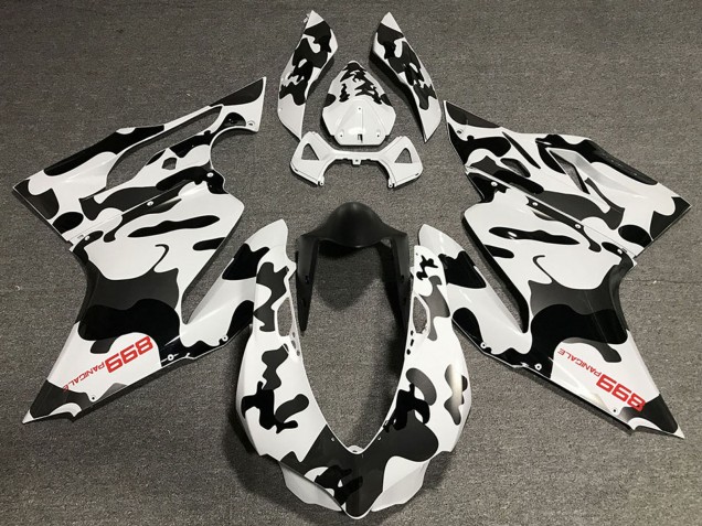2011-2014 Ducati 899 Motorcycle Fairings - White Black Camouflage