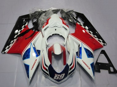 2007-2014 Ducati 1098 Motorcycle Fairings - White Red Black Blue 69