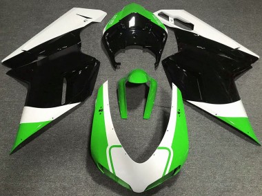 2007-2014 Ducati 848 1098 1198 Motorcycle Fairings - White Green Glossy Black
