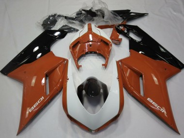2007-2014 Ducati 1098 Motorcycle Fairings - Brown White Glossy Black