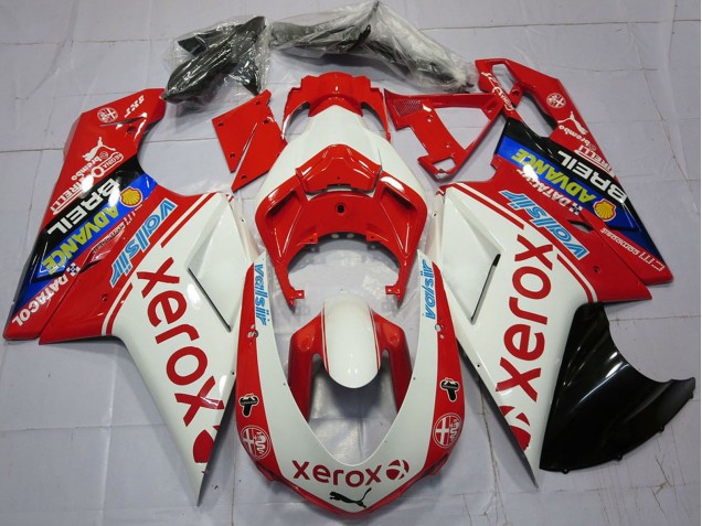 2007-2014 Ducati 848 1098 1198 Motorcycle Fairings - White Red Blue Glossy Black Valsir Xerox