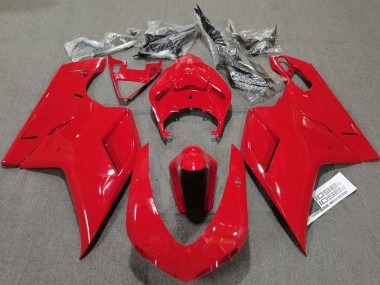 2007-2014 Ducati 848 1098 1198 Motorcycle Fairings - Glossy Red Plain