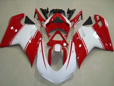 2007-2014 Ducati 848 1098 1198 Motorcycle Fairings - White Red