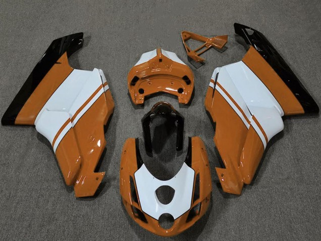 2003-2004 Ducati 749 999 Motorcycle Fairings - White Orange Glossy Black