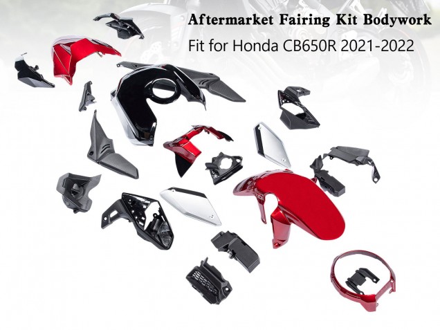 2019-2022 Honda CB650R Motorcycle Fairings - Black Red Silver