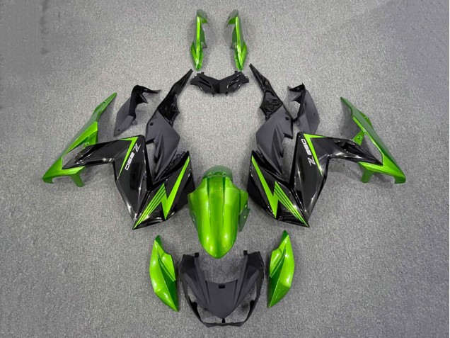 2015-2016 Kawasaki Z250/Z300 Motorcycle Fairings - Green Glossy Black