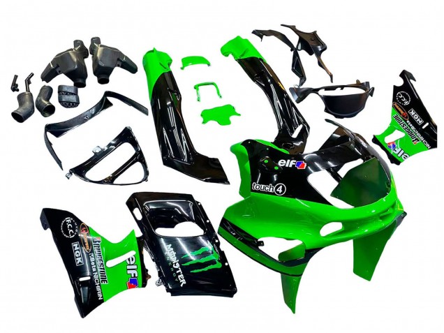 1998-2003 Kawasaki ZZR600 Motorcycle Fairings - Green Black Monster Elf