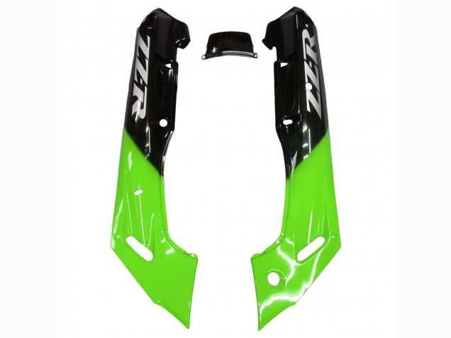 1993-2007 Kawasaki ZZR400 Motorcycle Fairings - Green Glossy Black Flame