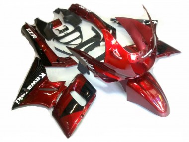 1998-2003 Kawasaki ZZR600 Motorcycle Fairings - Red Glossy Black