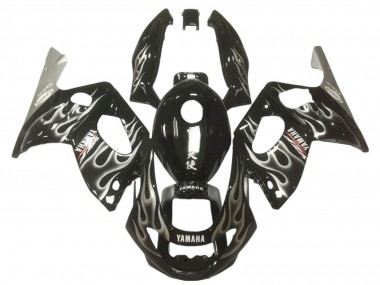 1996-2007 Yamaha YZF600R Thundercat Motorcycle Fairings - Glossy Black Silver Flame