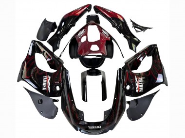 1997-2007 Yamaha YZF 1000R Thunderace Motorcycle Fairings - Black with Dark Red Flame